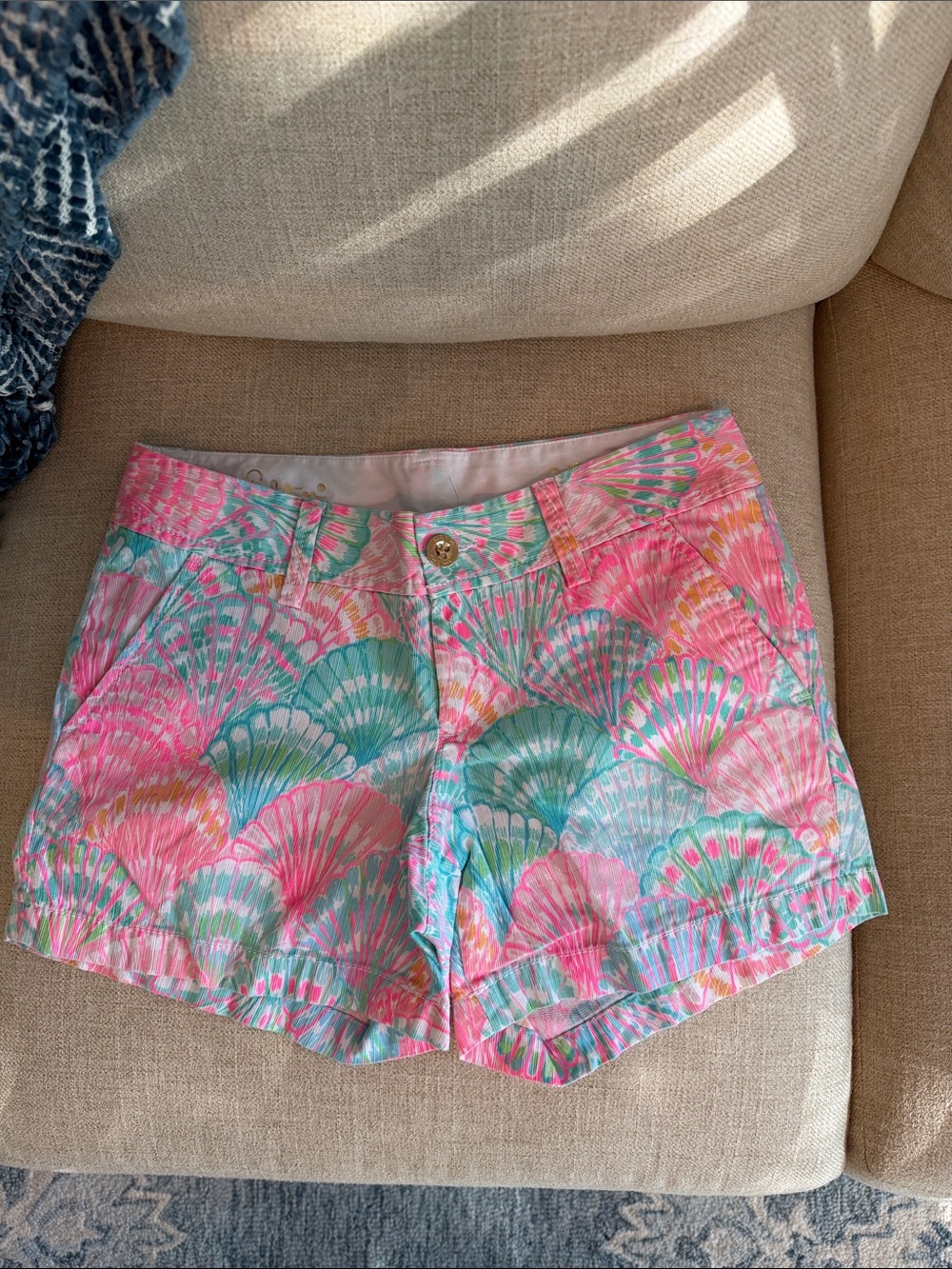Lilly Pulitzer Shell-Print Pink Teal Bermuda Shorts